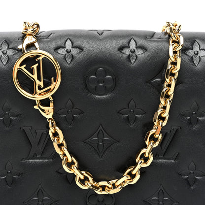 Louis Vuitton Lambskin Embossed Monogram Pochette Coussin Black 7 of 10
