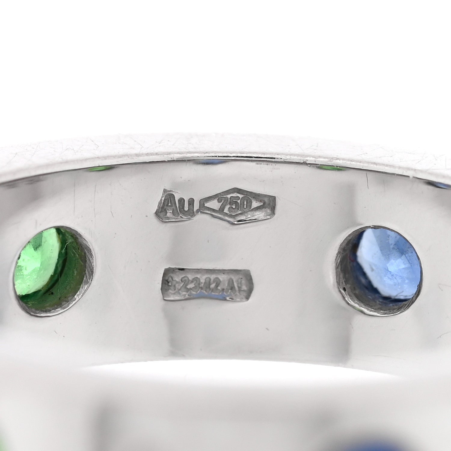 Bulgari 18K White Gold Diamond Blue Sapphire Tsavorite Roman Sorbets Ring 50 5.25 4 of 4