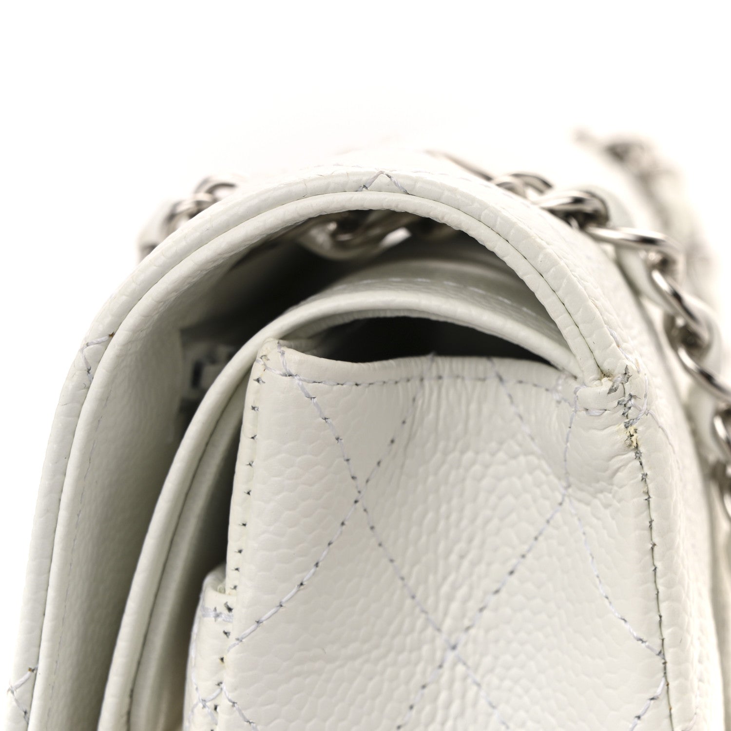 Chanel Caviar Quilted Medium Double Flap White 14 of 15