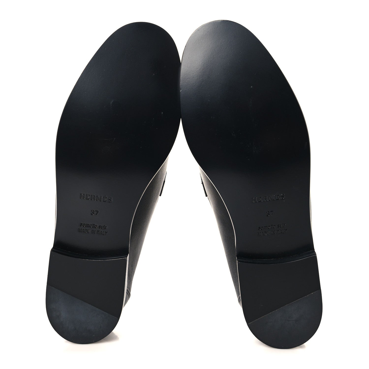 Hermes Fringed Calfskin Womens Destin Loafer 37 Black 6 of 8