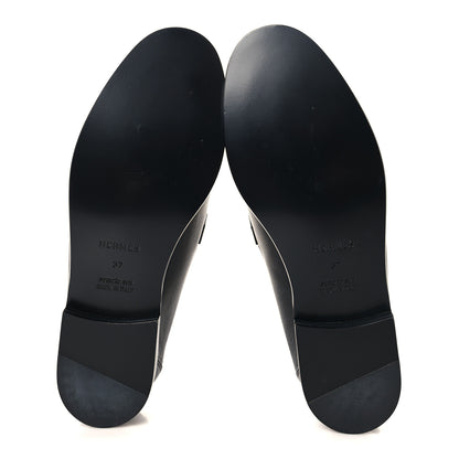 Hermes Fringed Calfskin Womens Destin Loafer 37 Black 6 of 8