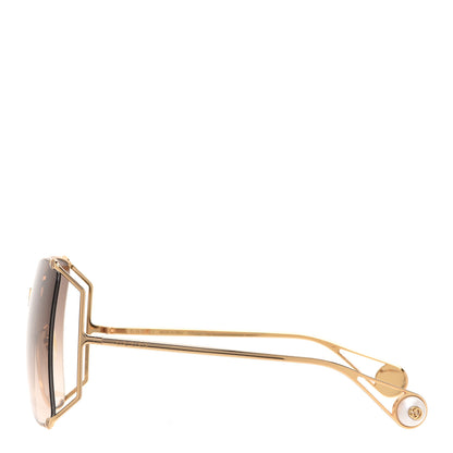 Gucci Oversized Round Sunglasses GG0252S Gold Brown 3 of 7