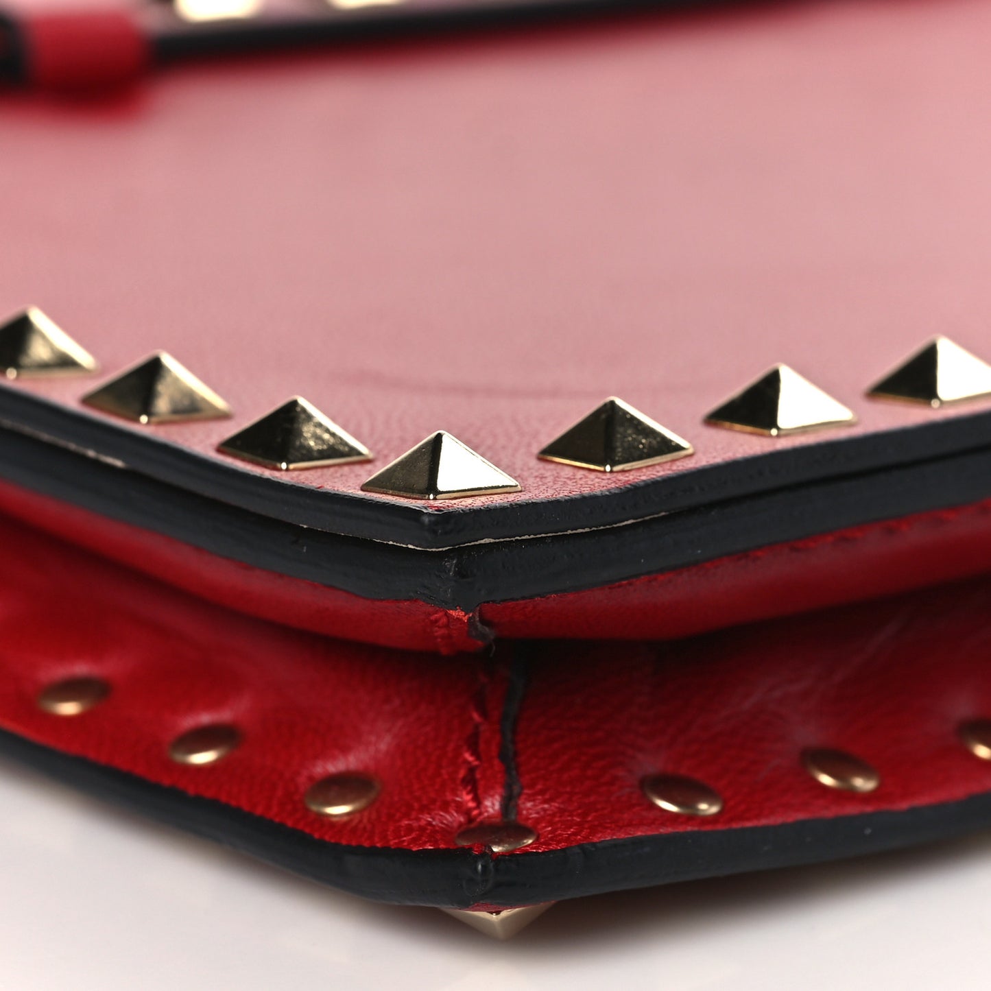 Nappa Rockstud Wristlet Clutch Rosso Valentino