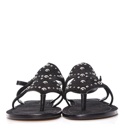 Saint Laurent Suede Studded Ella Sandals 39 Black 2 of 8