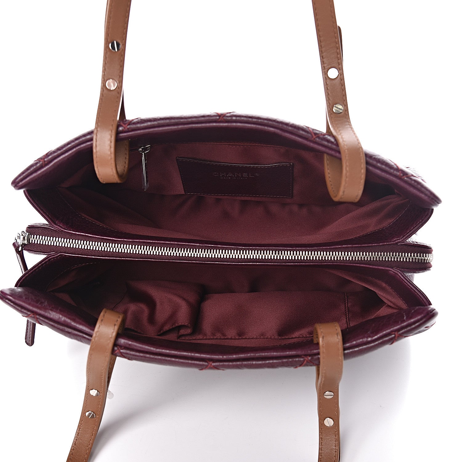 Chanel Glazed Calfskin On the Road Zip Tote Plum 5 of 10