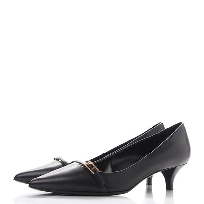 Hermes Calfskin Lauren Pumps 38 Black 3 of 8