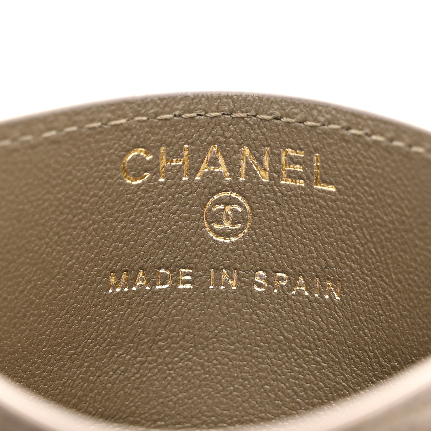 Chanel Calfskin Lizard Embossed Card Holder Gold Dark Khaki 6 of 8
