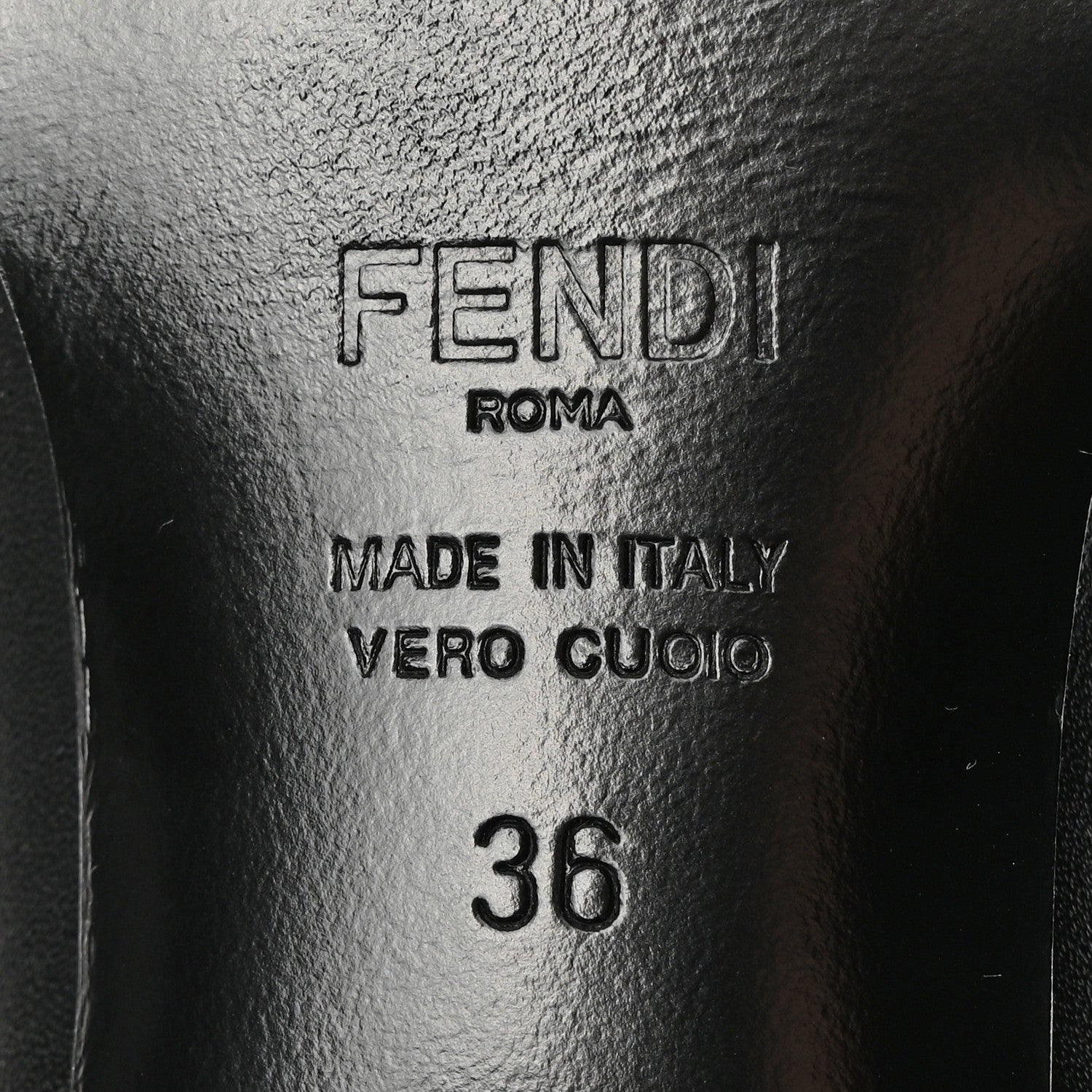 Fendi Vitello Karligraphy Embossed Ankle Boots 38.5 Black 7 of 15