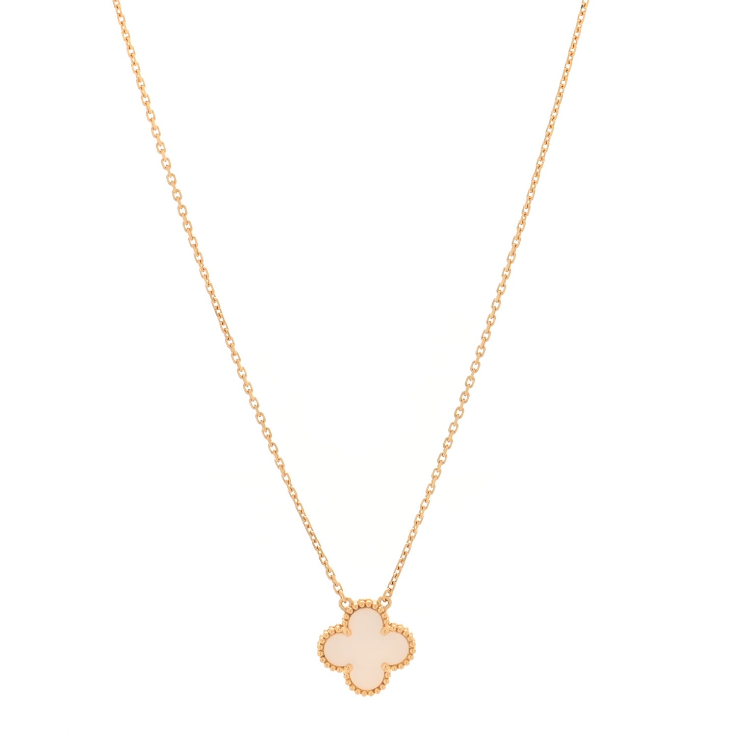 18K Yellow Gold Mother of Pearl Vintage Alhambra Pendant Necklace