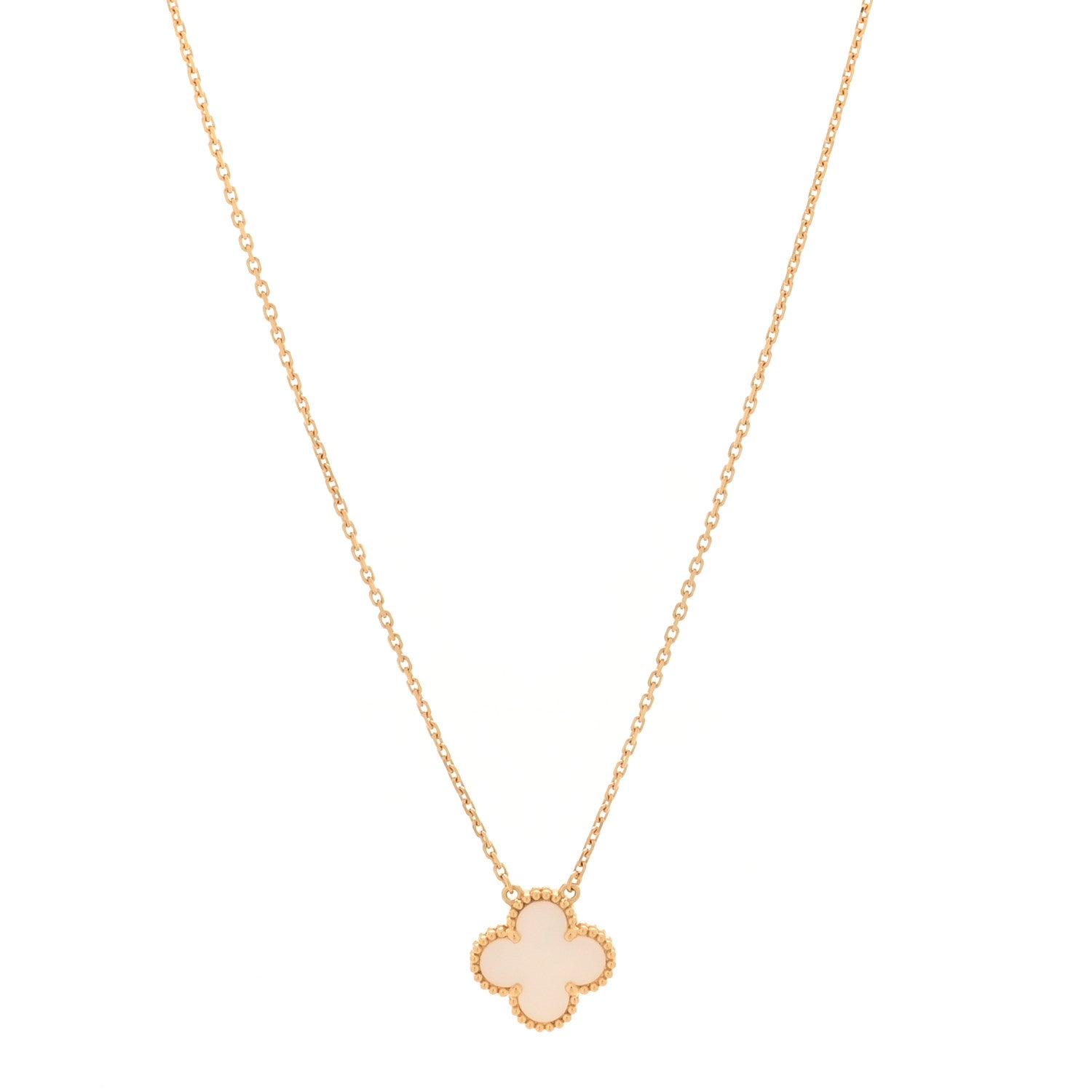 Van Cleef & Arpels 18K Yellow Gold Mother of Pearl Vintage Alhambra Pendant Necklace 1 of 7