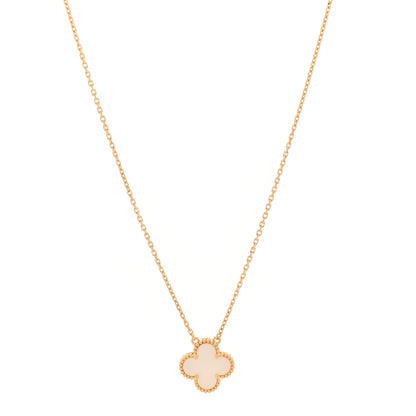 Van Cleef & Arpels 18K Yellow Gold Mother of Pearl Vintage Alhambra Pendant Necklace 1 of 7