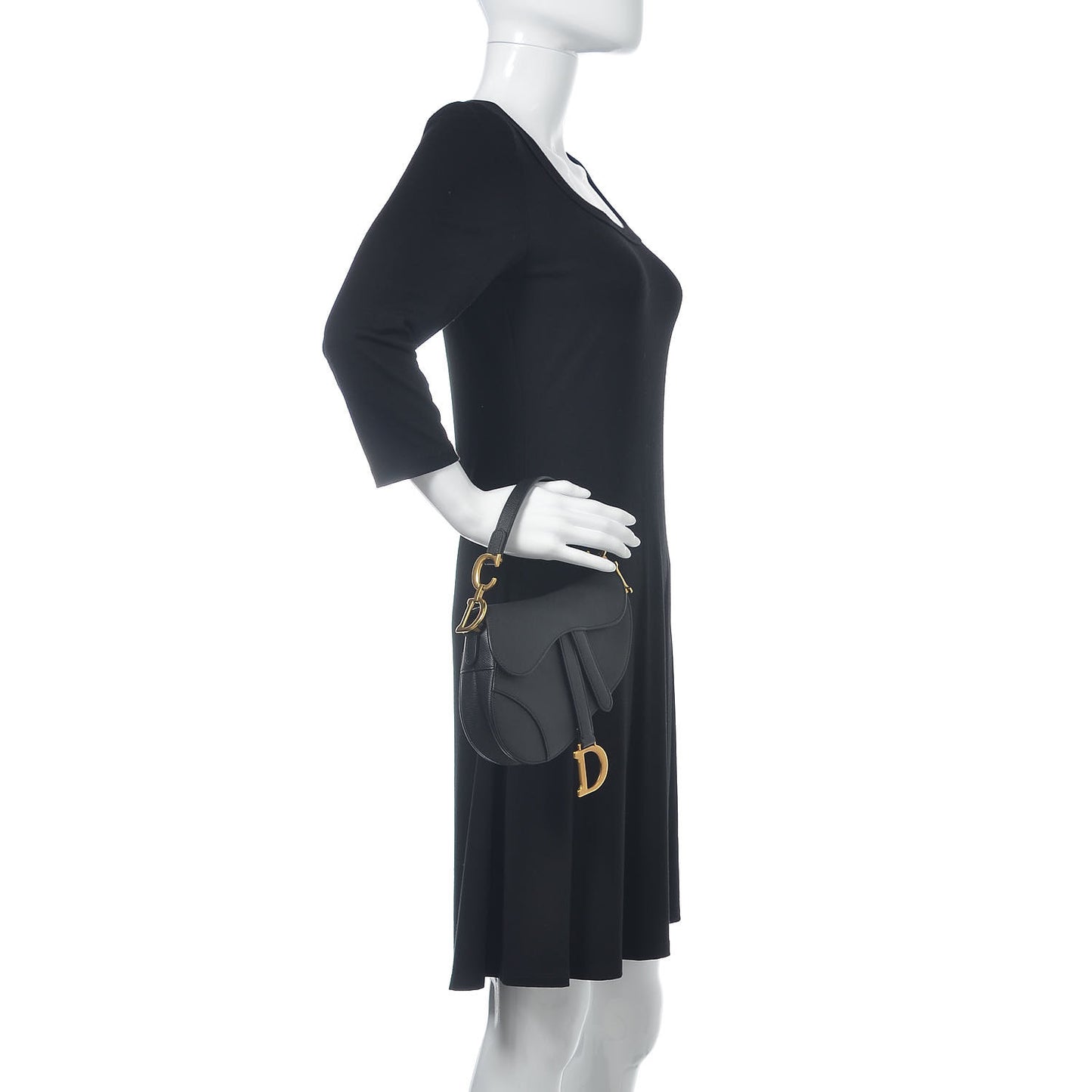 Grained Calfskin Mini Saddle Bag Black