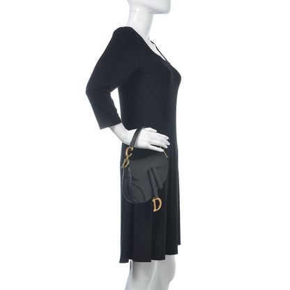 Christian Dior Grained Calfskin Mini Saddle Bag Black 2 of 9
