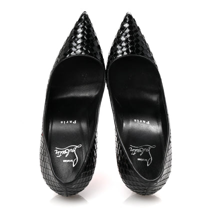 Christian Louboutin Patent Calfskin Snakeskin Embossed Kate 100 Pumps 37.5 Black 2 of 8
