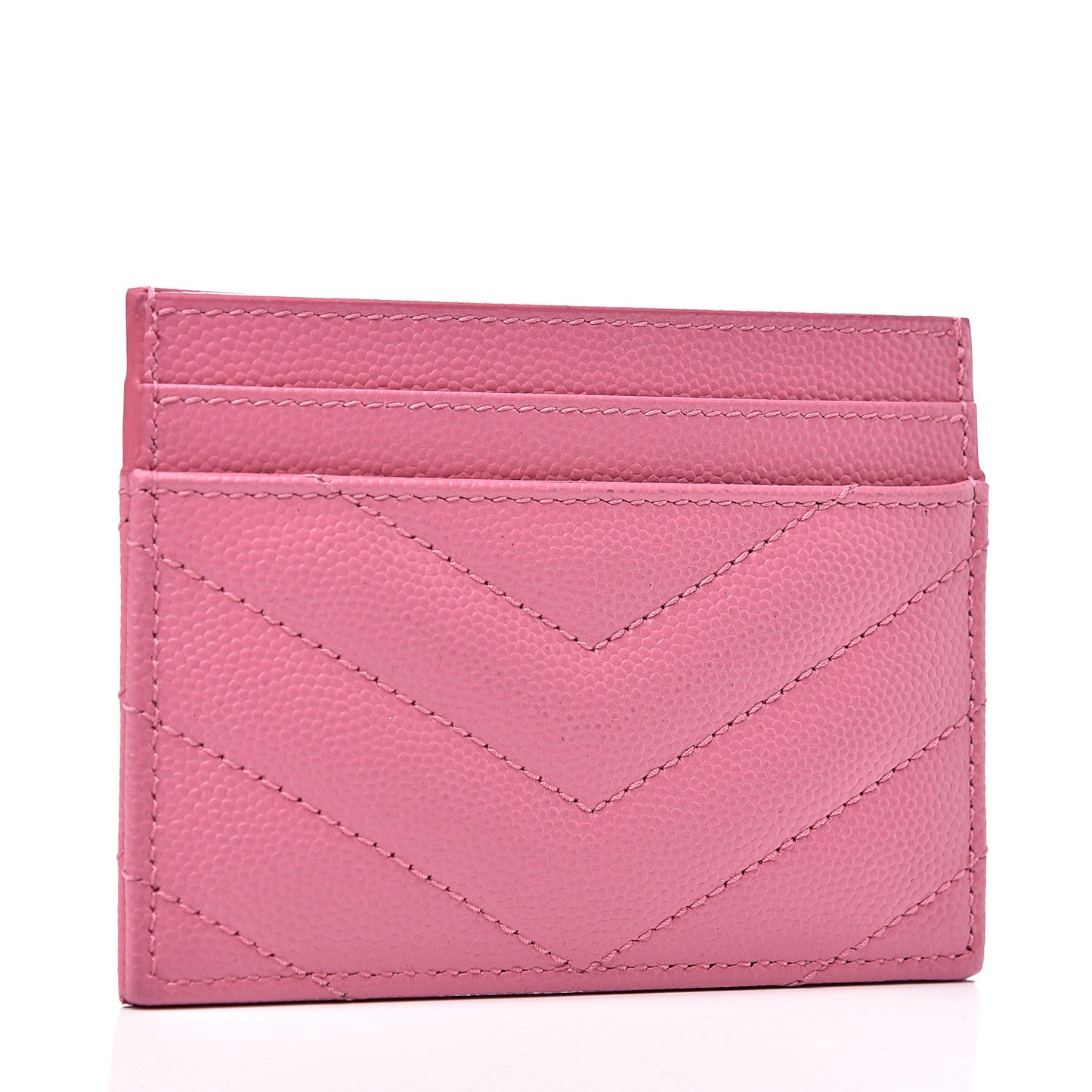 Grain De Poudre Matelasse Chevron Monogram Credit Card Case Indian Pink