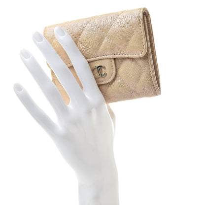 Chanel Iridescent Caviar Quilted Flap Card Holder Wallet Beige 2 of 9
