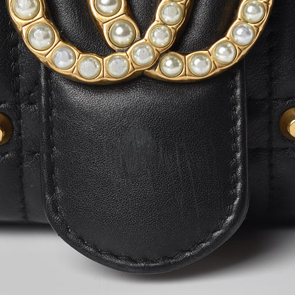 Gucci Calfskin Matelasse Studded Small Pearly GG Marmont Shoulder Bag Black 11 of 15