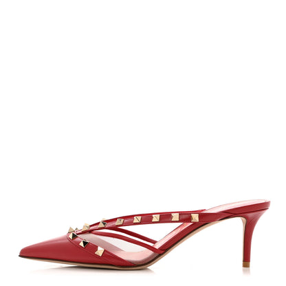 Valentino Garavani Calfskin Mesh Rockstud Alcove 60mm Mules 37.5 Rosso Valentino 1 of 8