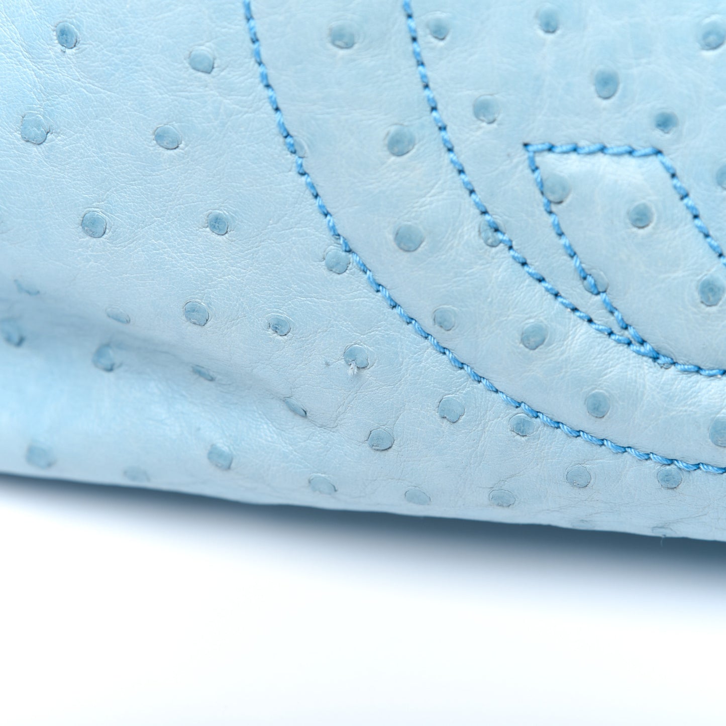 Ostrich Medium Soho Chain Shoulder Bag Light Blue