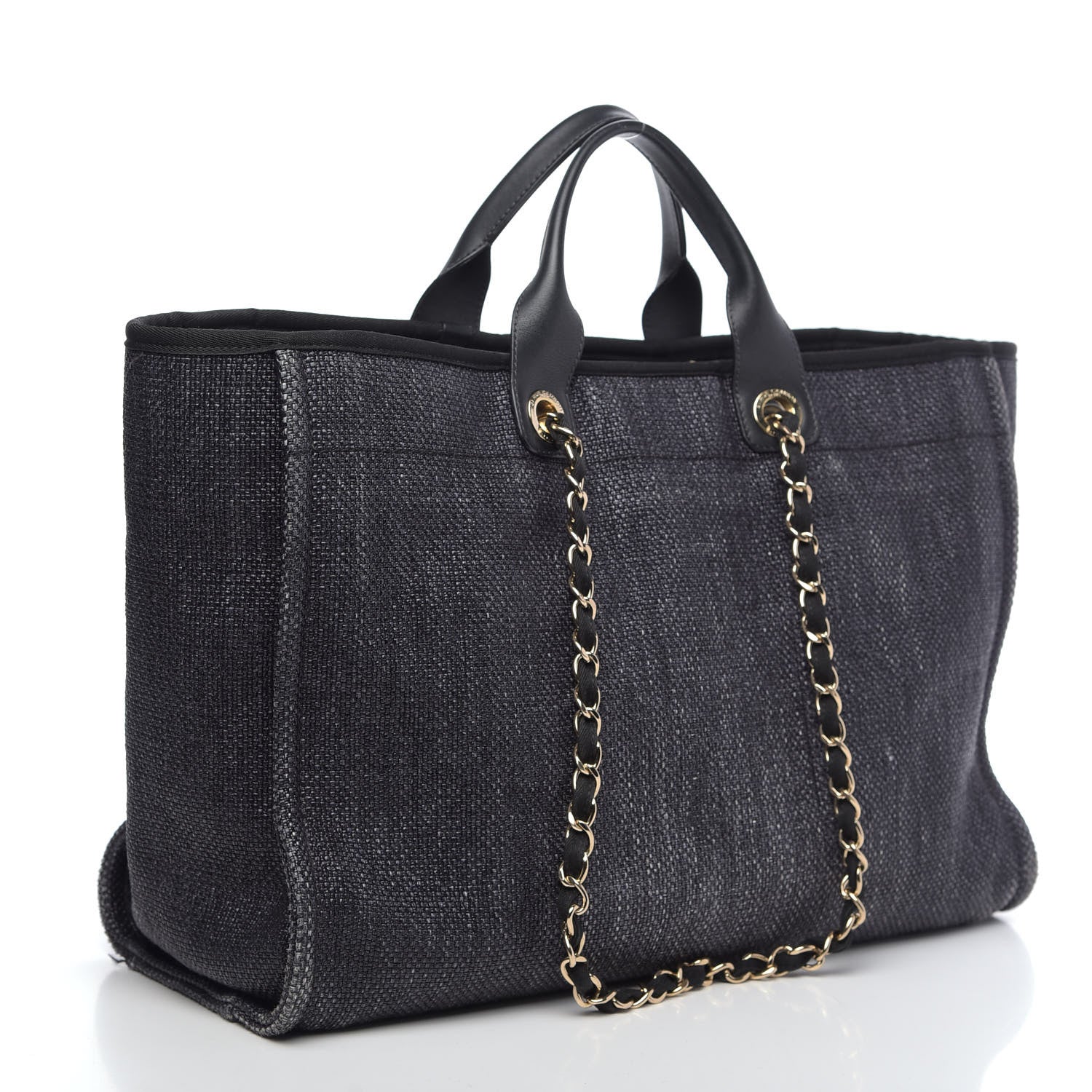 Chanel Woven Straw Raffia Large Deauville Tote Black 3 of 12