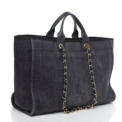 Chanel Woven Straw Raffia Large Deauville Tote Black 3 of 12