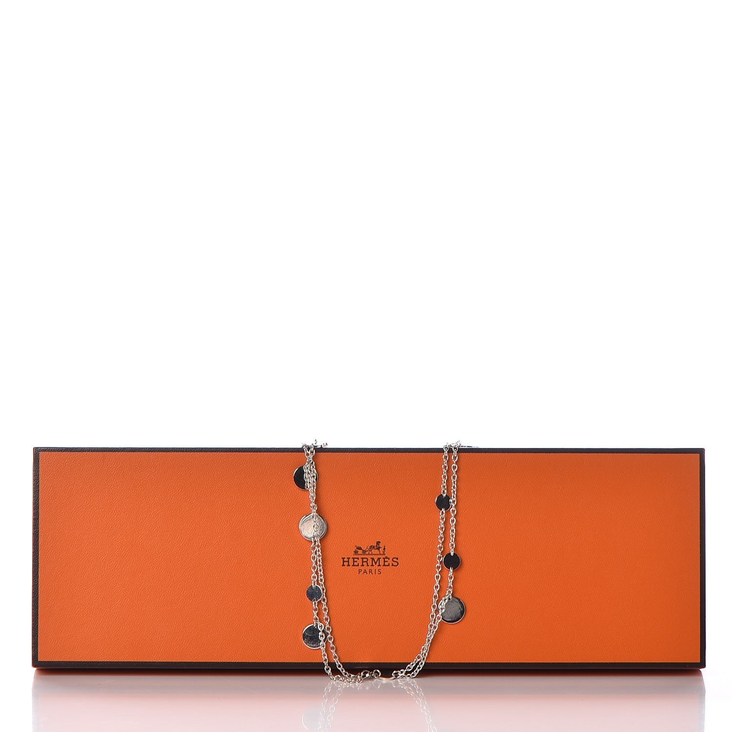 Hermes Sterling Silver 18K Rose Gold Confettis Long Necklace 7 of 7