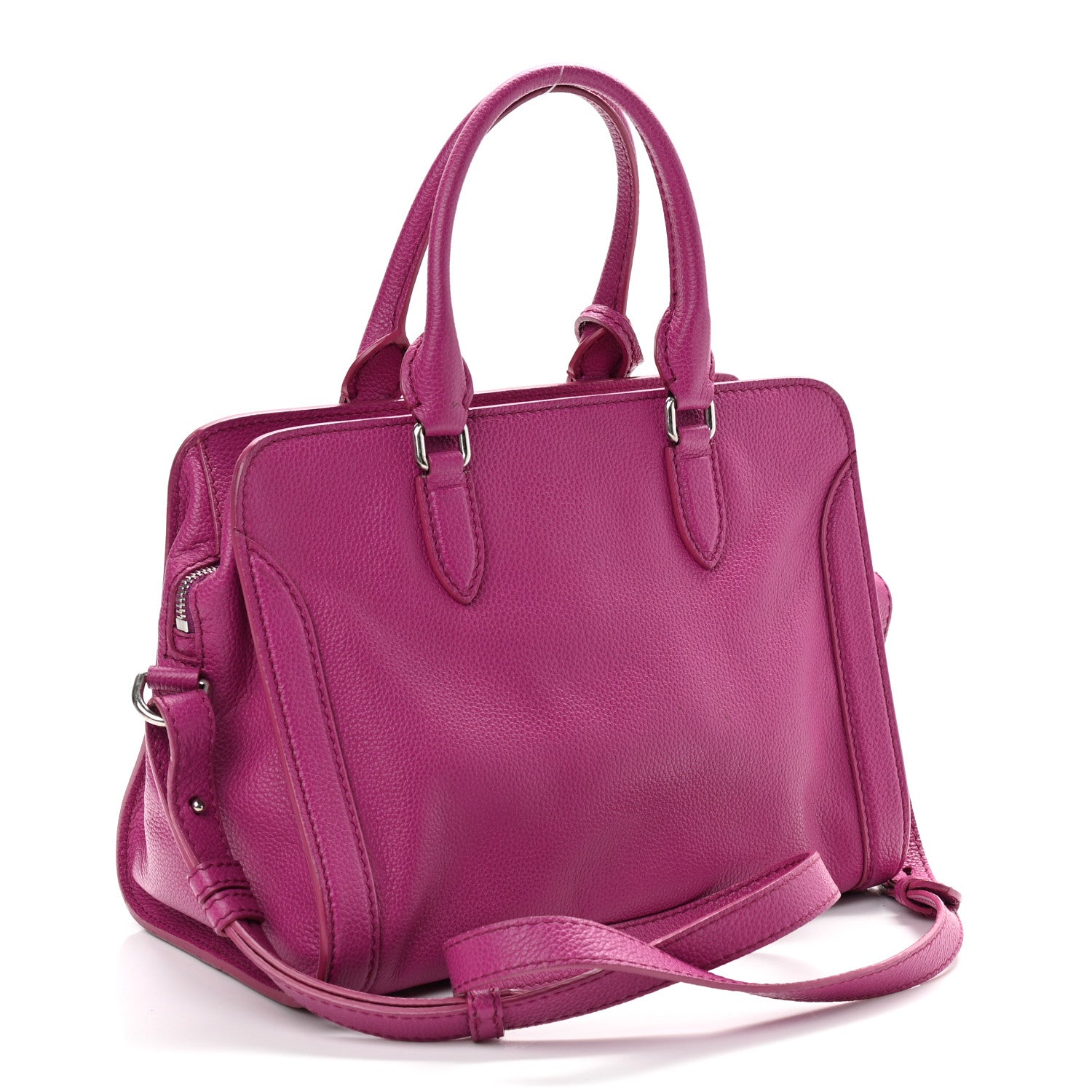 Alexander McQueen Pebbled Calfskin Small Skull Padlock Zip Around Tote Bouganville 2 of 11