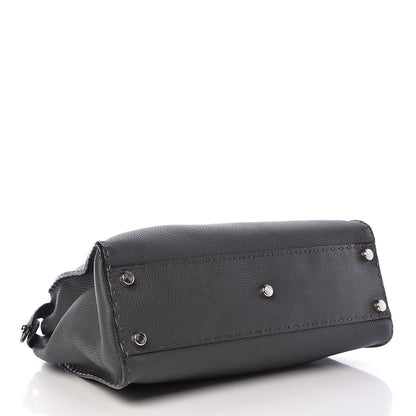 Fendi Cuoio Romano Selleria Bi-Color Medium Peekaboo Iconic Satchel Asfalto Latte 6 of 14