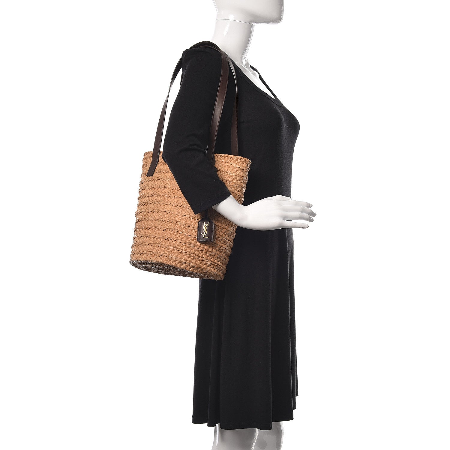 Saint Laurent Raffia Calfskin Small Panier Tote Naturale Nut 2 of 8