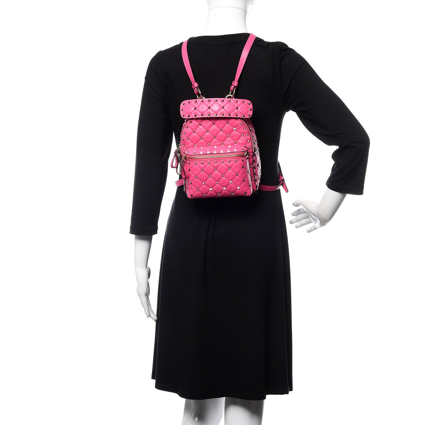 Nappa Quilted Mini Rockstud Spike Backpack Peony