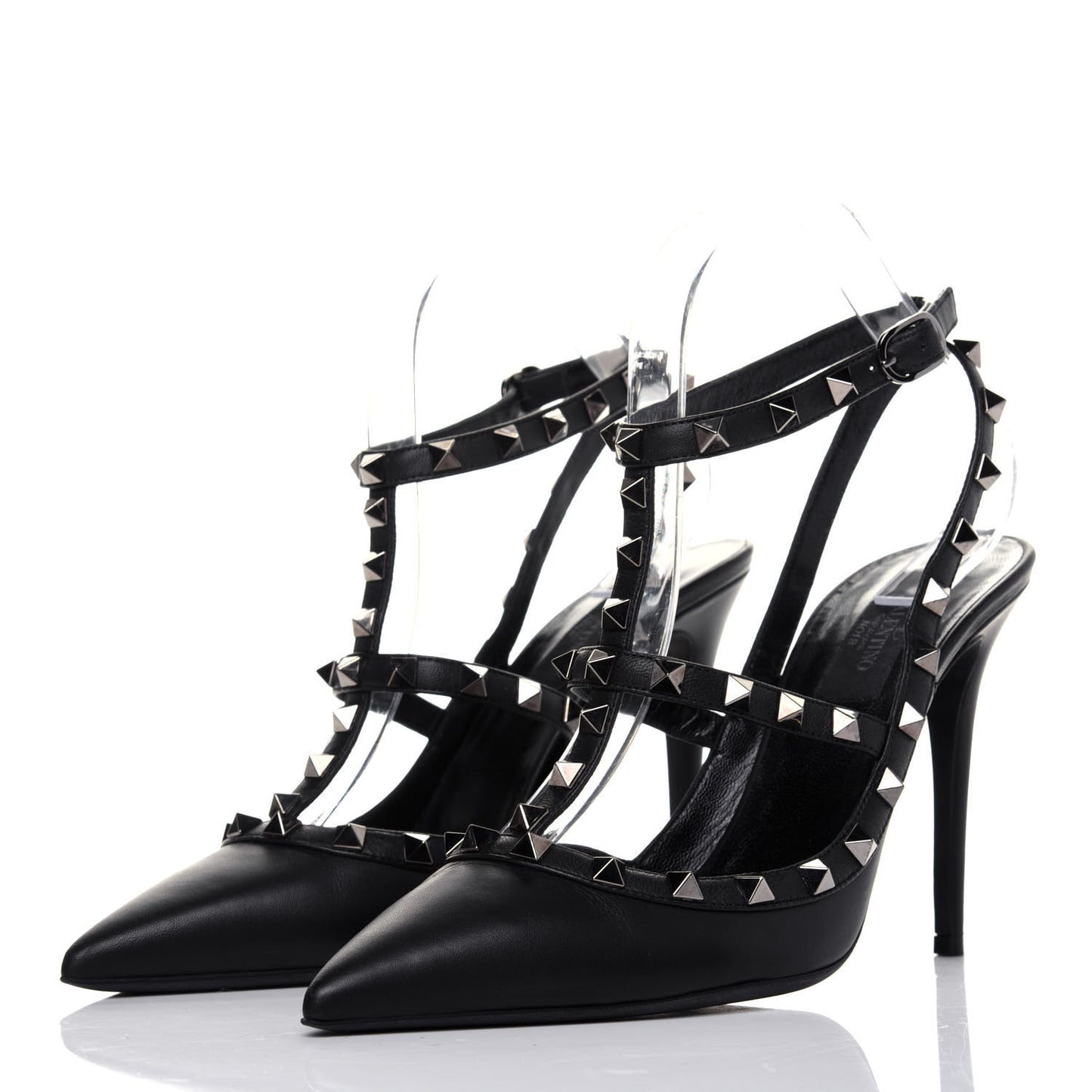 Nappa Rockstud Ankle Strap Pumps 39 Black