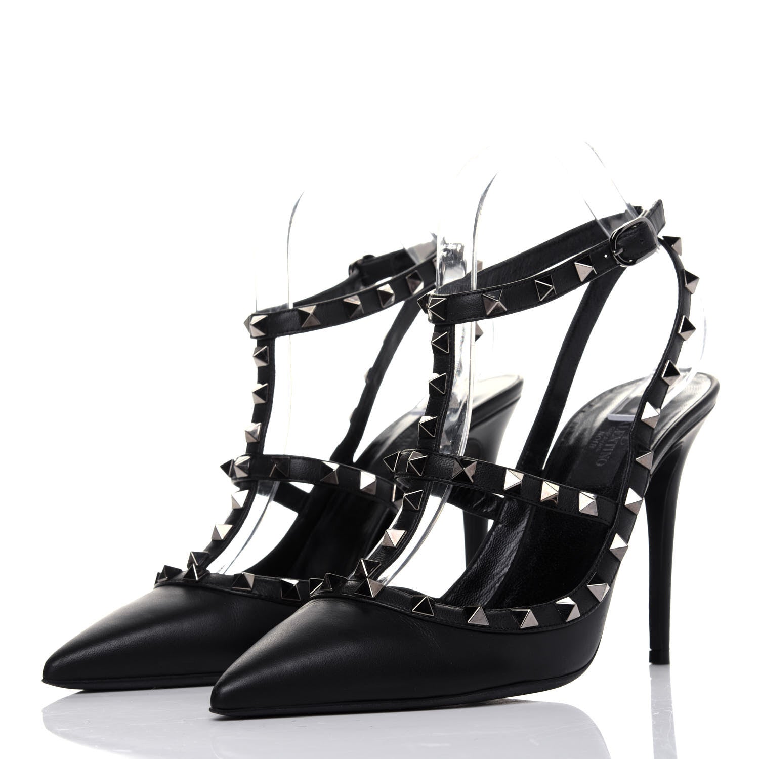 Valentino Garavani Nappa Rockstud Ankle Strap Pumps 39 Black 3 of 9