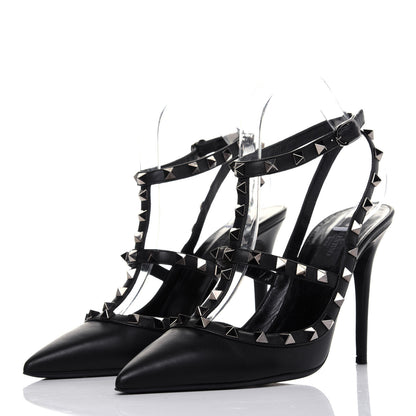 Valentino Garavani Nappa Rockstud Ankle Strap Pumps 39 Black 3 of 9