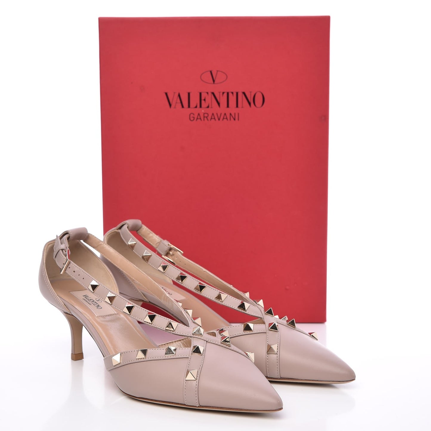 Nappa Rockstud Cross Strap D'Orsay 55mm Pumps 38.5 Poudre