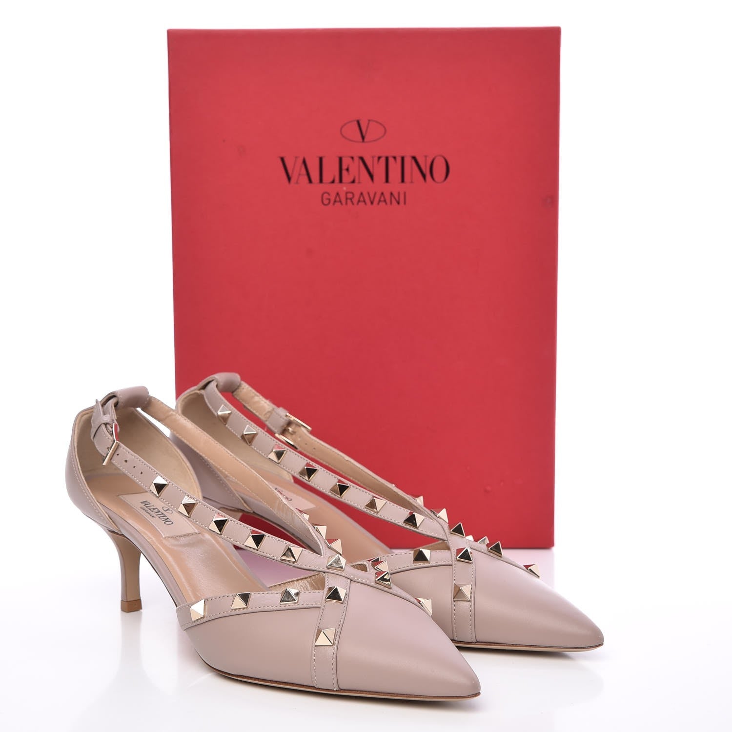 Valentino Garavani Nappa Rockstud Cross Strap D'Orsay 55mm Pumps 38.5 Poudre 10 of 10