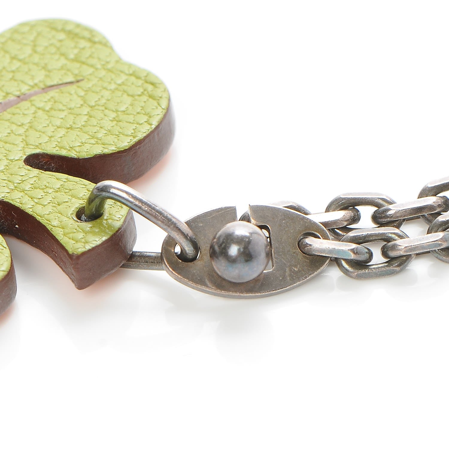 Hermes Chevre Mysore Lucky Clover Key Chain Bag Charm Vert Anis Orange 4 of 4