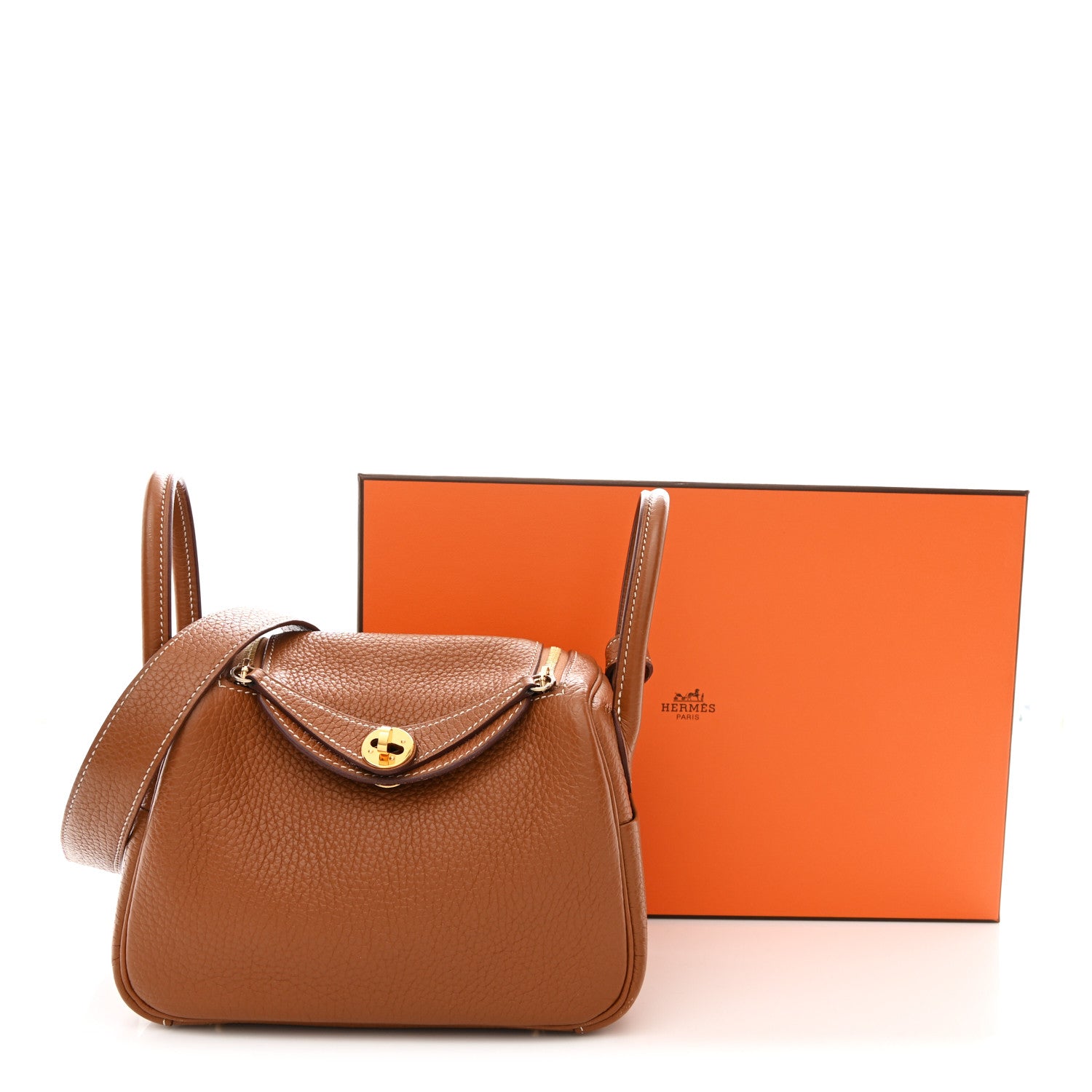 Hermes Taurillon Clemence Mini Lindy 20 Gold 12 of 12