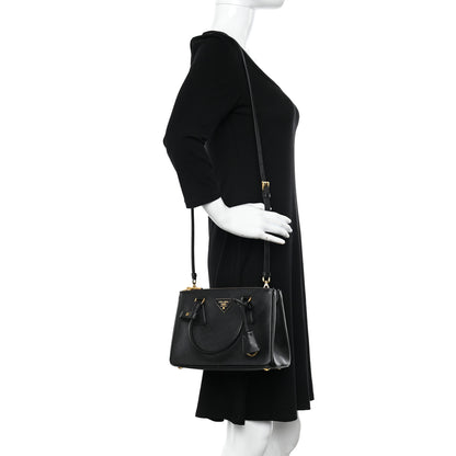 Prada Saffiano Small Galleria Double Zip Tote Black 2 of 16