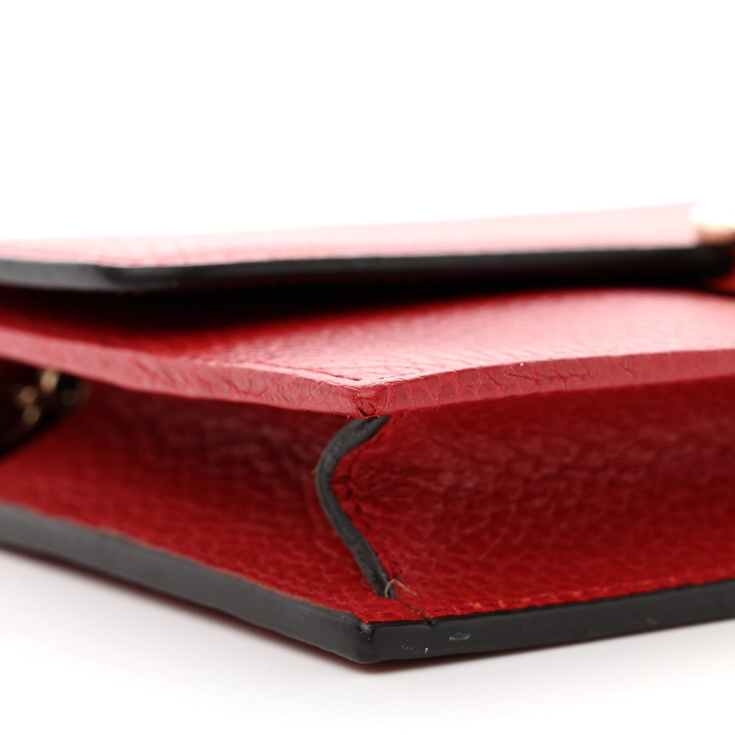 Dollar Calfskin Interlocking G Chain Wallet Red
