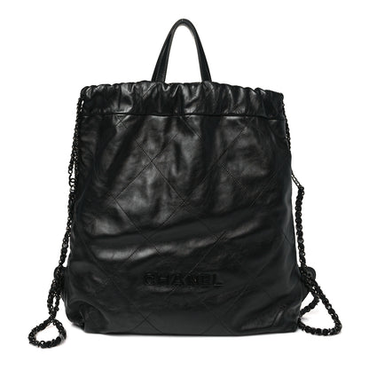 Chanel Shiny Calfskin Quilted Chanel 22 Backpack So Black 1 of 10