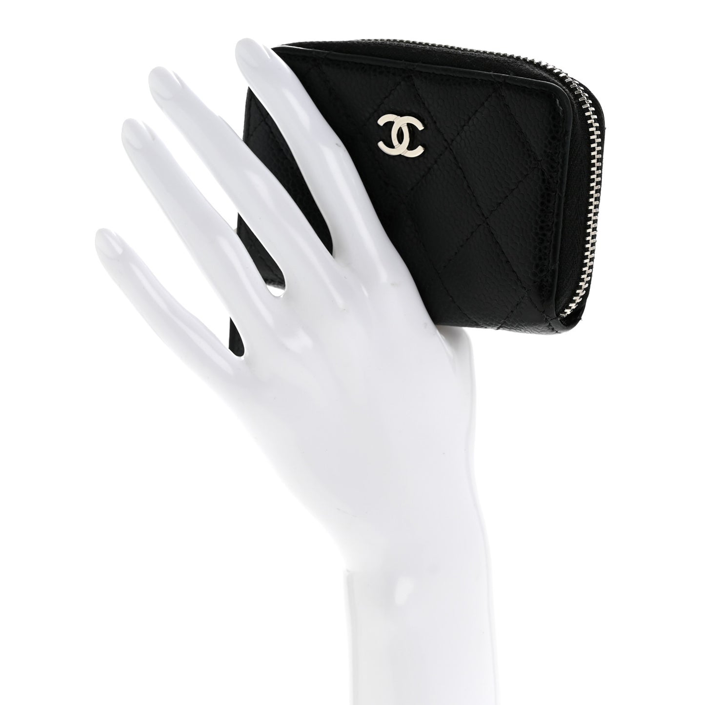 Caviar Quilted Zip Coin Purse Black