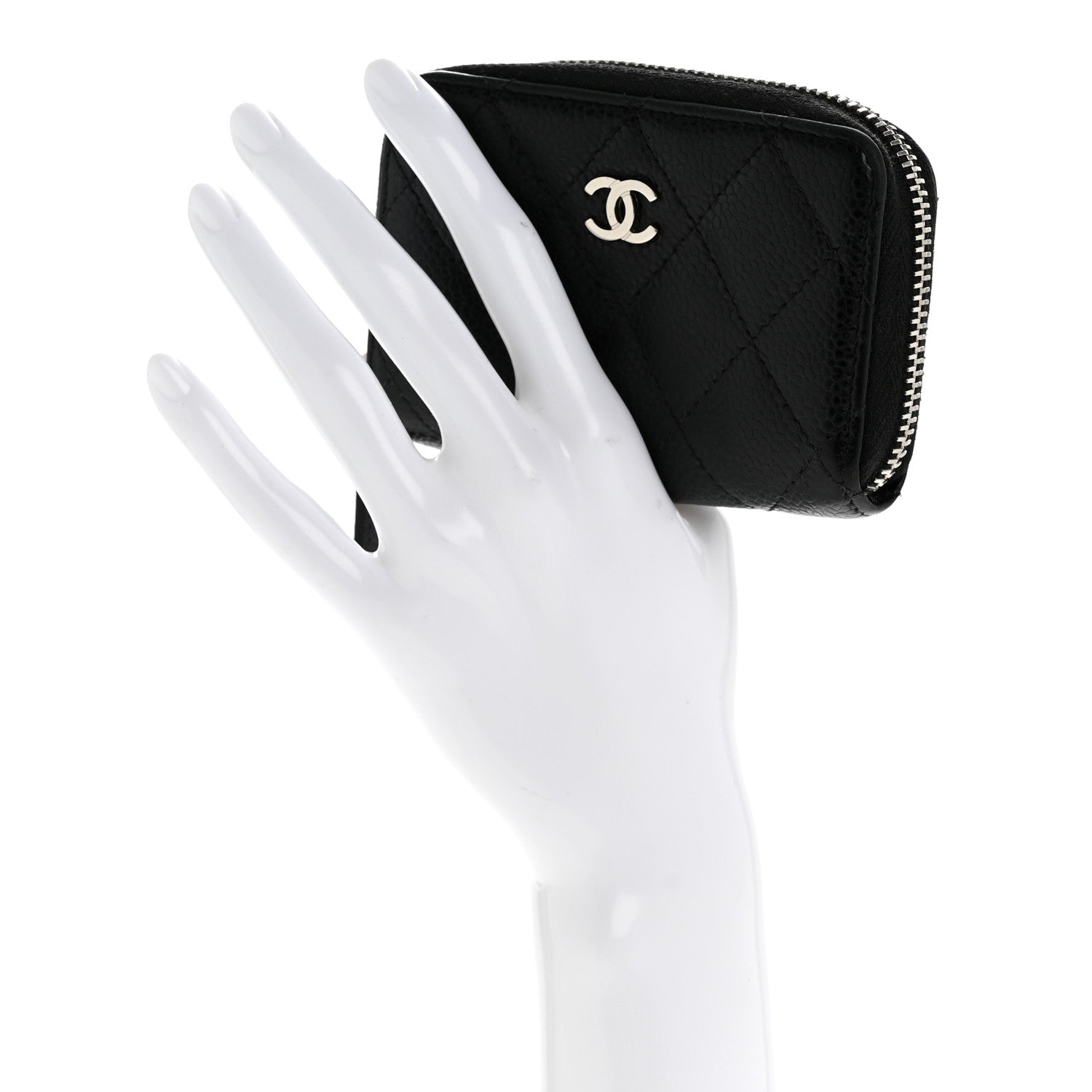 Chanel Caviar Quilted Zip Coin Purse Black 2 of 10