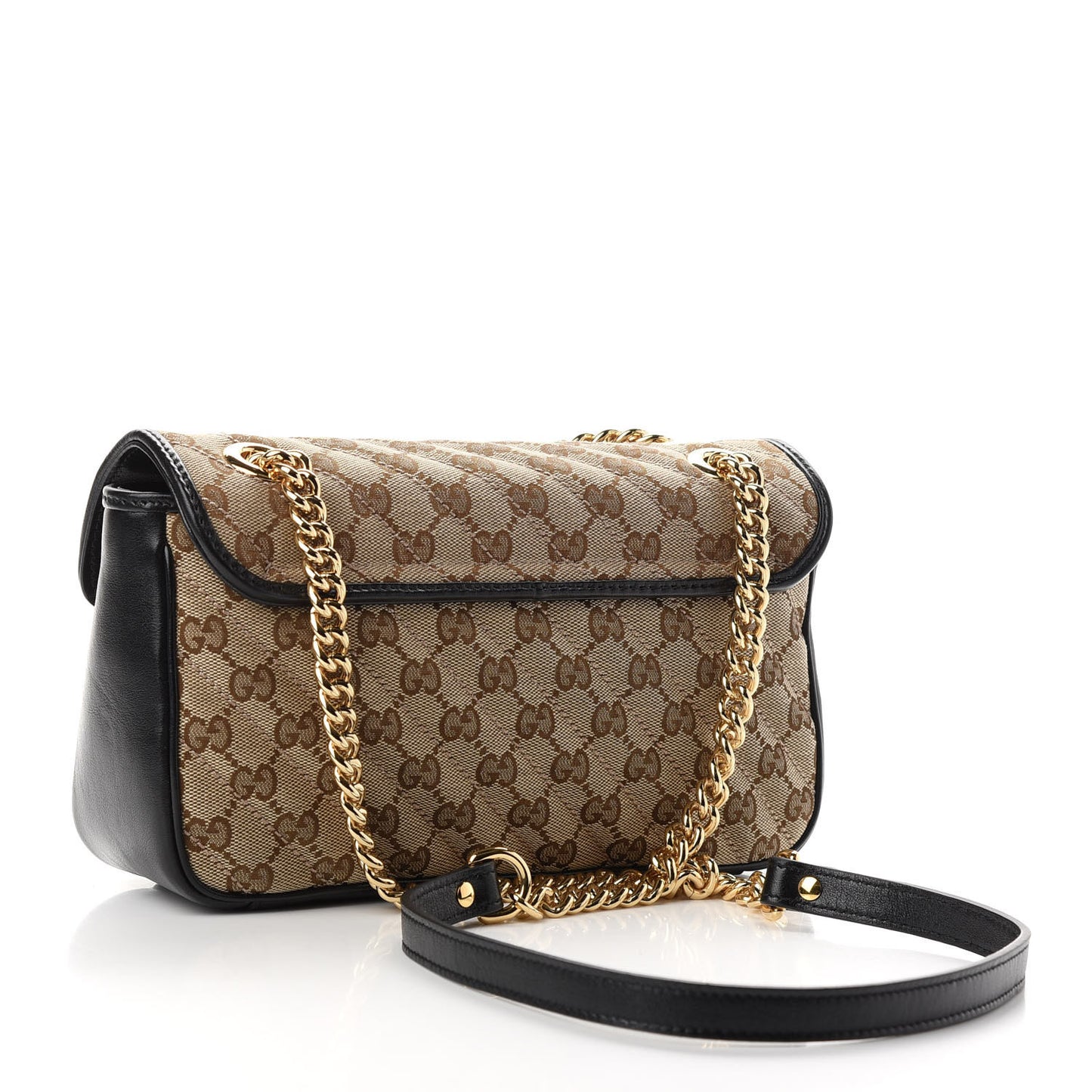 Monogram Matelasse Diagonal Small GG Marmont Shoulder Bag Beige Black