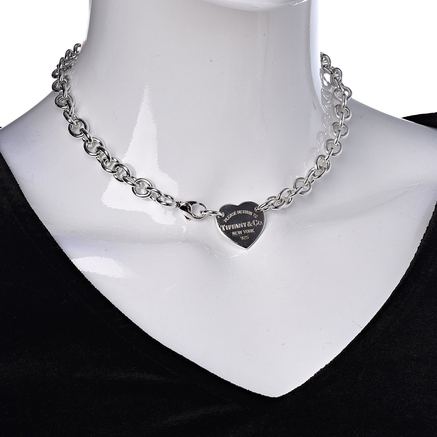 Sterling Silver Return to Heart Tag Choker Necklace
