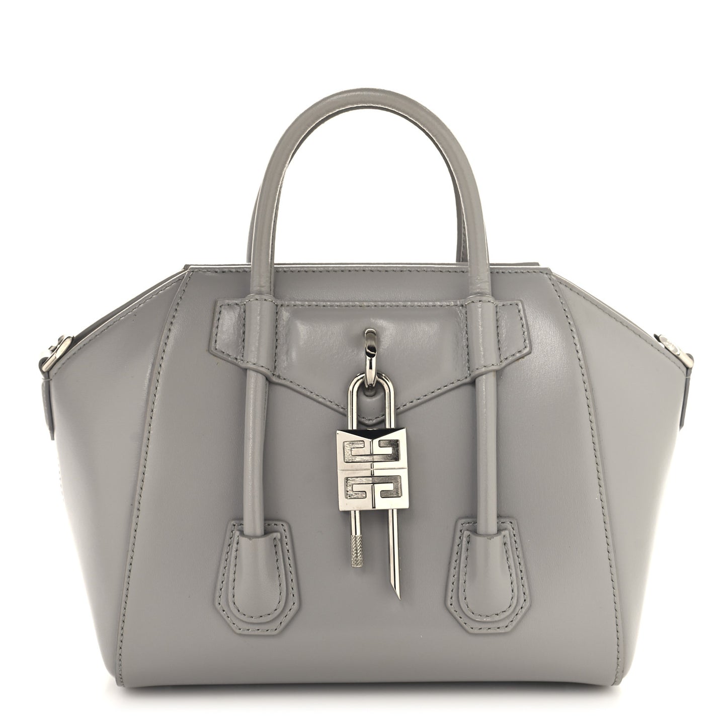 Box Calfskin Mini Lock Antigona Shoulder Bag Cloud Grey