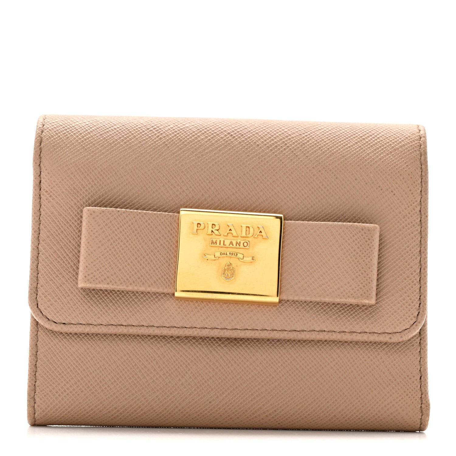 Prada Saffiano Tri-Fold Bow Wallet Cammeo 1 of 8