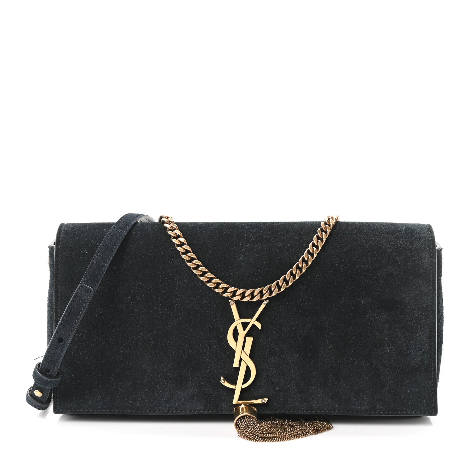 Saint Laurent Suede Monogram Tassel Kate 99 Baguette Bag Black 1 of 10