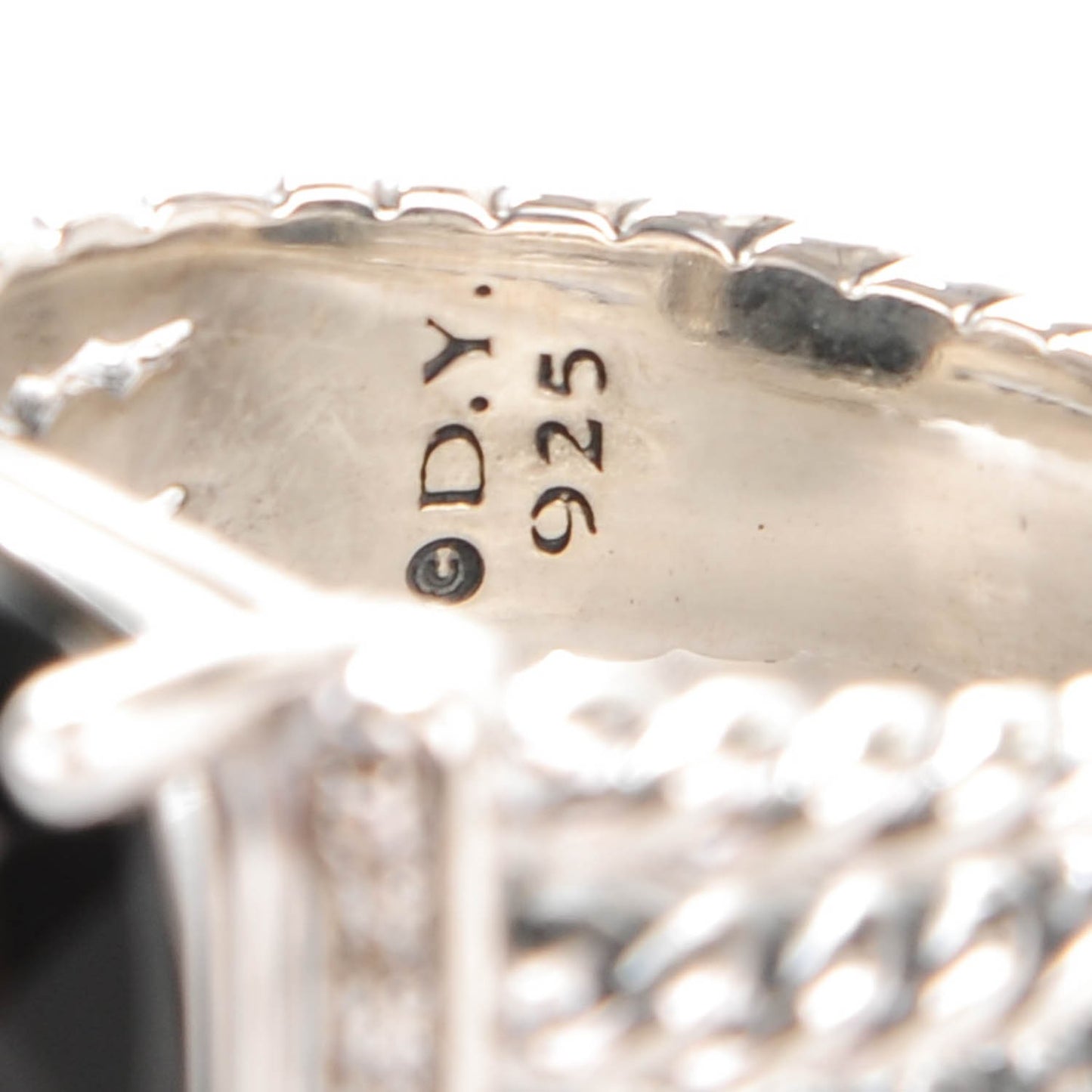 Sterling Silver Diamond Black Onyx 16mm Wheaton Ring 52 6