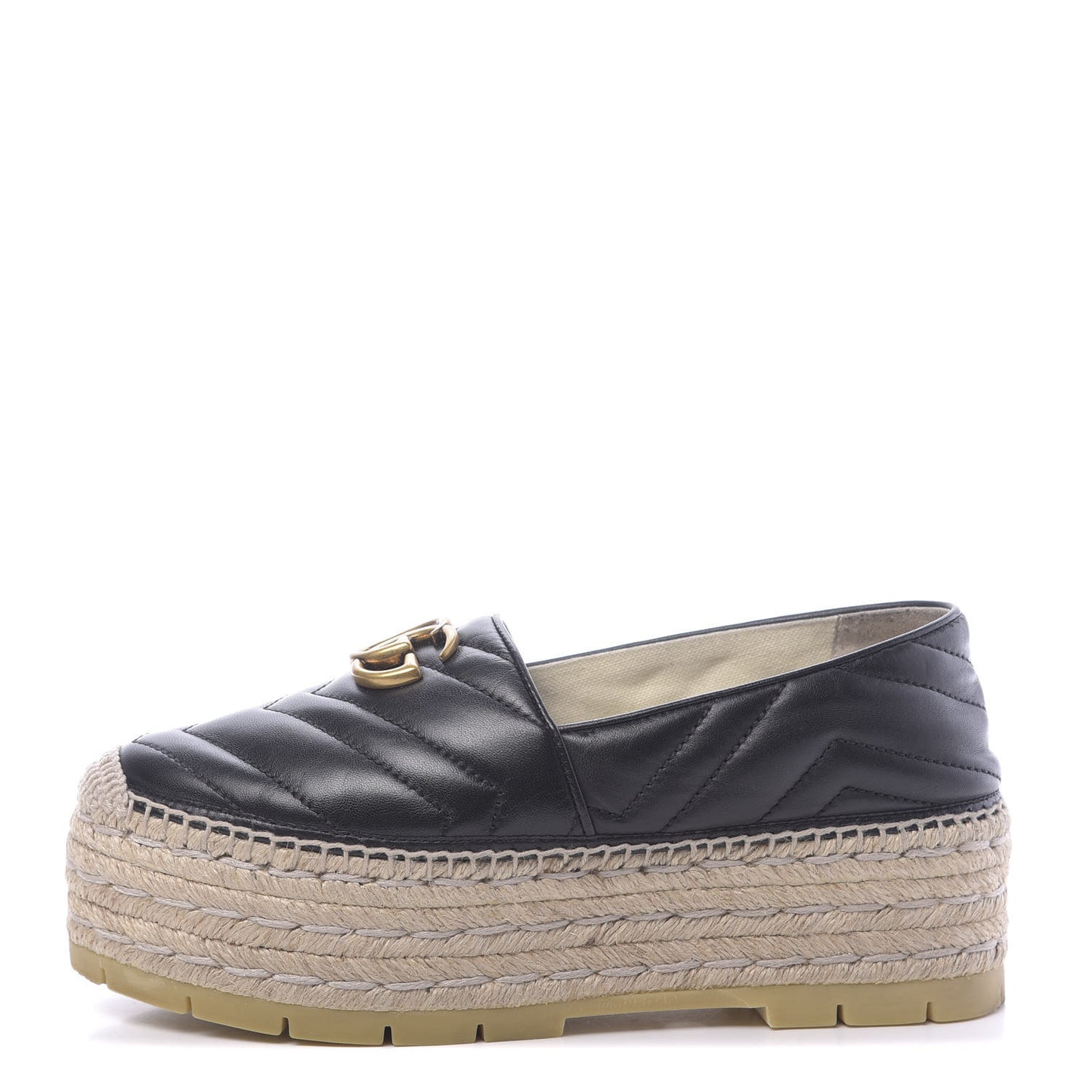 Nappa Matelasse GG Marmont Platform Espadrilles 37.5 Black