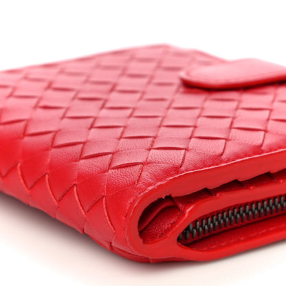 Bottega Veneta Nappa Intrecciato French Compact Wallet Bright Red 9 of 11